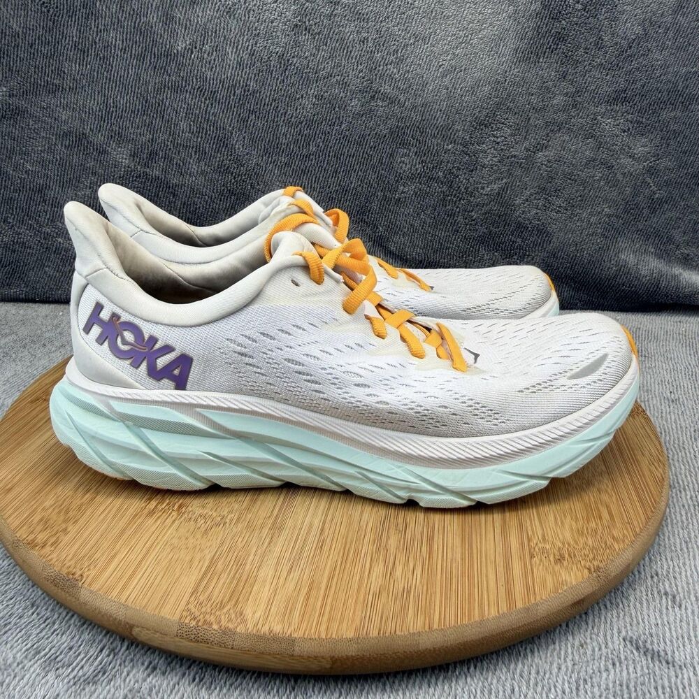 Hoka One One Clifton 8 Shoes Womens Size 7.5 B White Sneakers 1119394 BDBW
